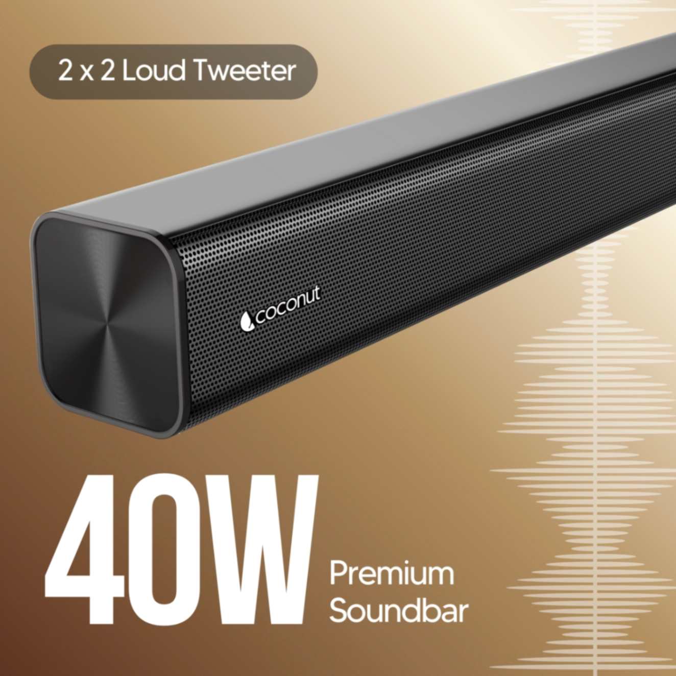 Aria 40W Wireless Sound Bar, Multiple Input Connectivity, Loud Speakers
