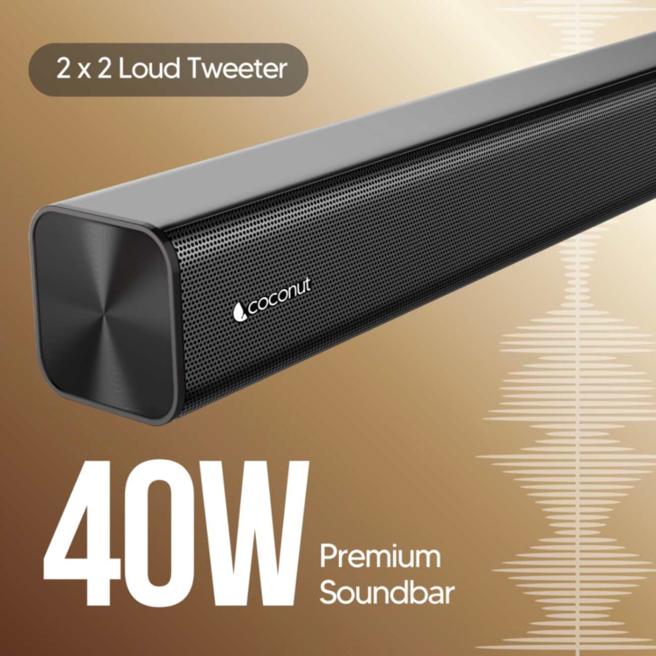 Aria 40W Wireless Sound Bar with multiple input connectivity