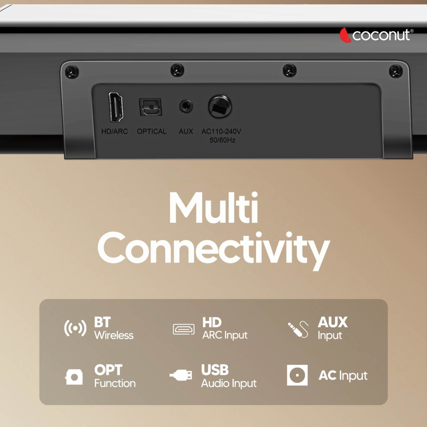 Aria 40W Wireless Sound Bar with multiple input connectivity