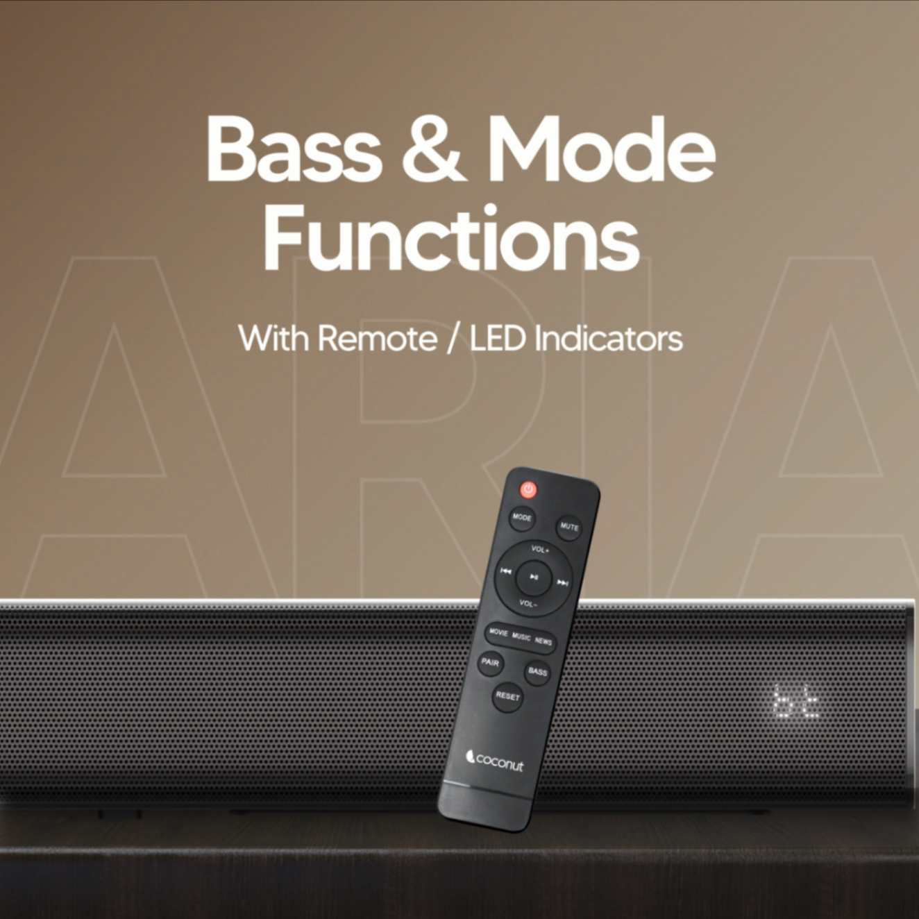 Aria 40W Wireless Sound Bar with multiple input connectivity