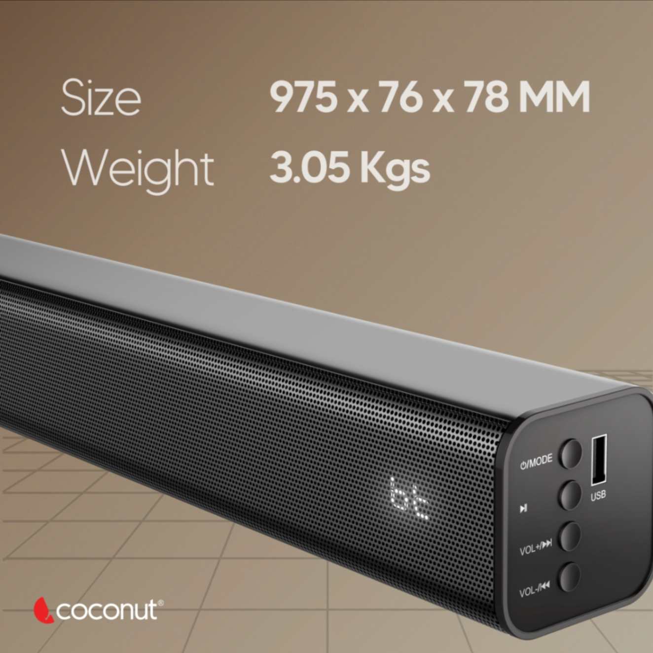 Aria 40W Wireless Sound Bar with multiple input connectivity