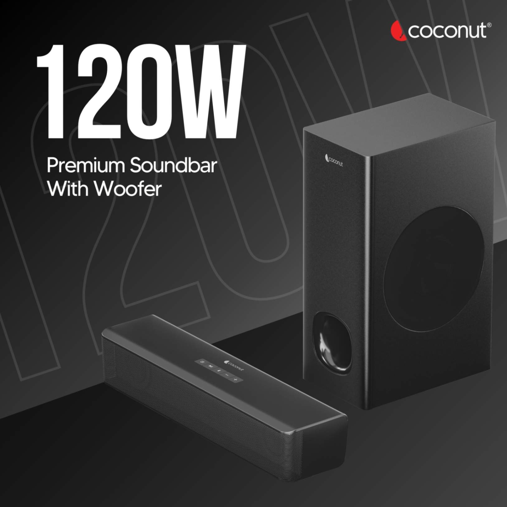 Diva 120W Wireless Sound Bar with Woofer, multiple inputs, loud speakers