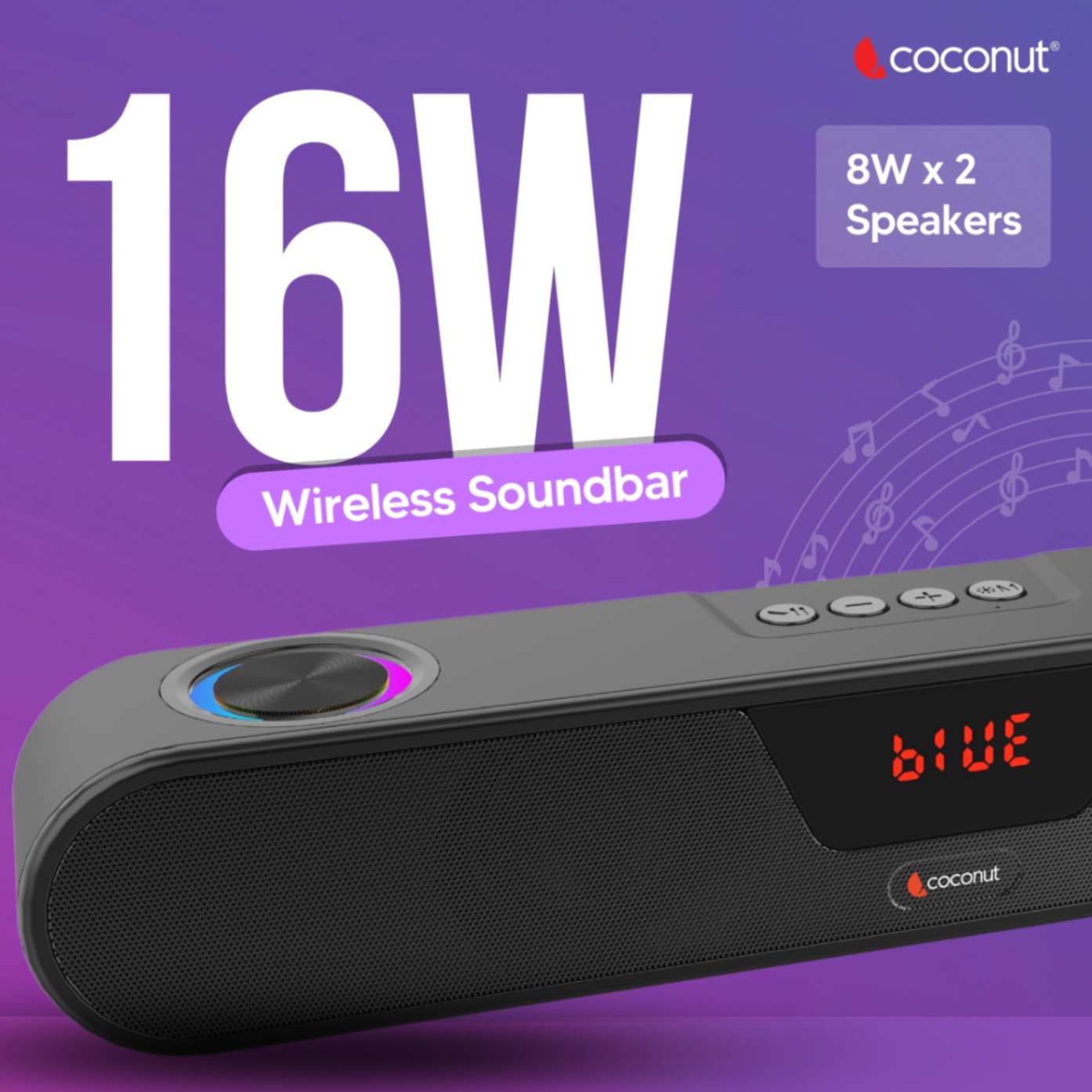 Octave RGB 16W Wireless Sound Bar with True RGB Lights and Bluetooth 5.0