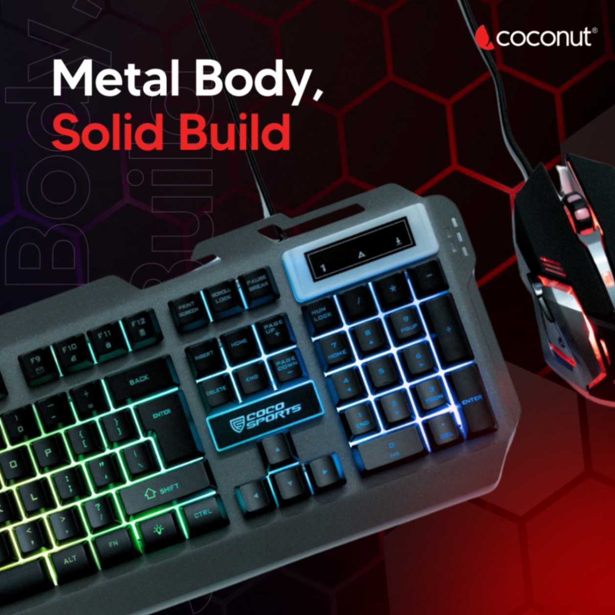 Krater Gaming Keyboard and Mouse Combo, 104 Keys, Rainbow Backlight