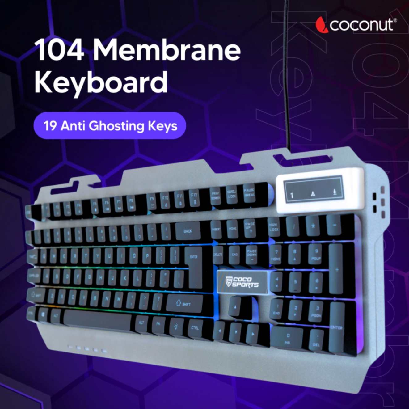 Krater Gaming Keyboard and Mouse Combo, 104 Keys, Rainbow Backlight