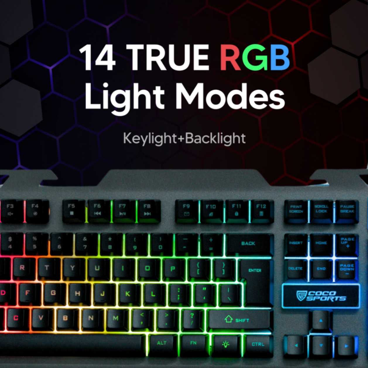 Krater Gaming Wired Keyboard Mouse Combo,104 Keys, Rainbow Backlighting, 19 Anti-Ghosting Keys