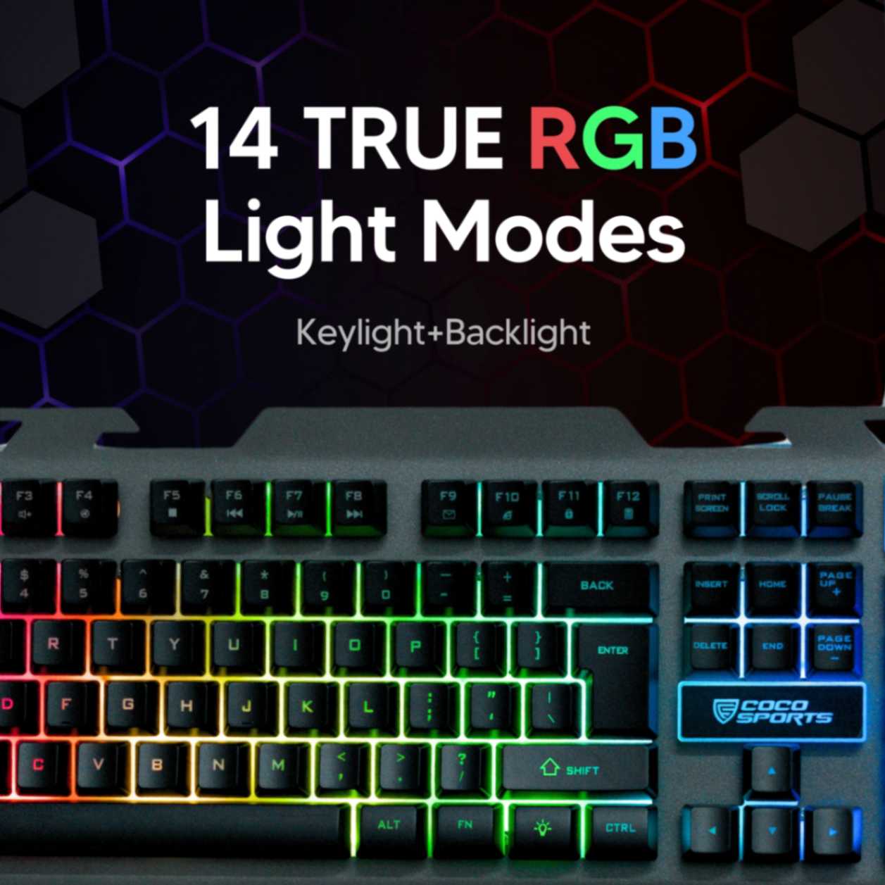 Krater Gaming Keyboard and Mouse Combo, 104 Keys, Rainbow Backlight