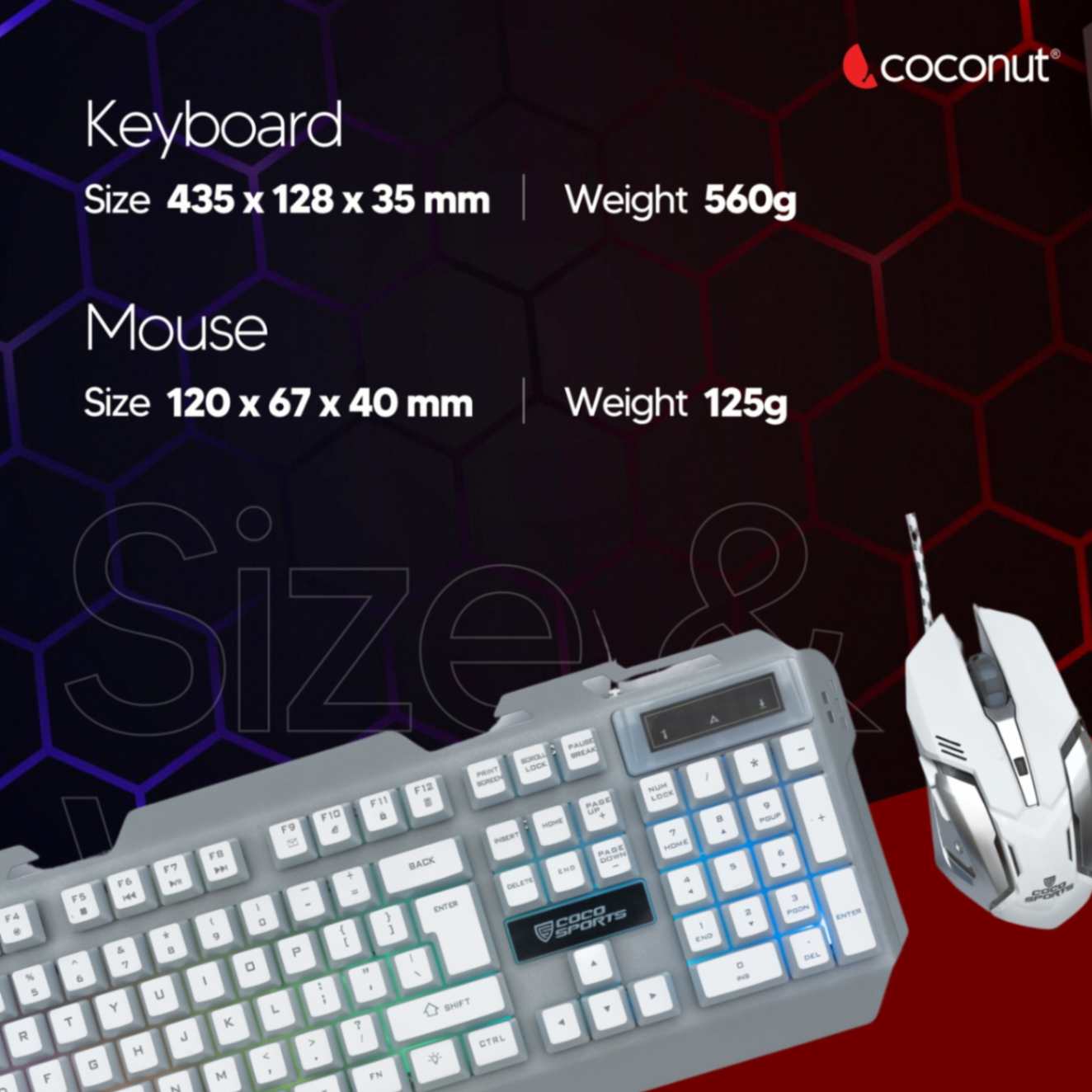 Krater Gaming Keyboard and Mouse Combo, 104 Keys, Rainbow Backlight