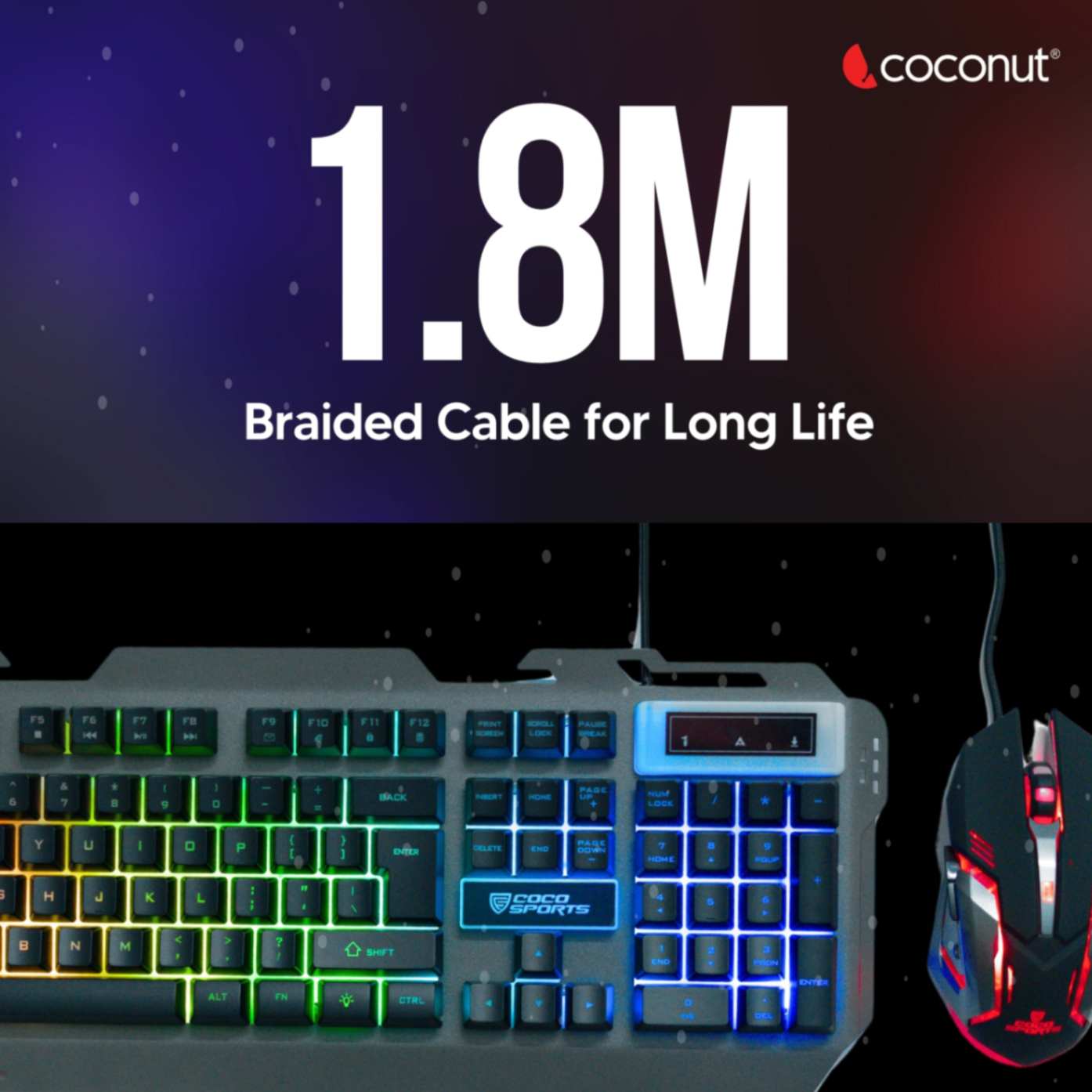 Krater Gaming Keyboard and Mouse Combo, 104 Keys, Rainbow Backlight