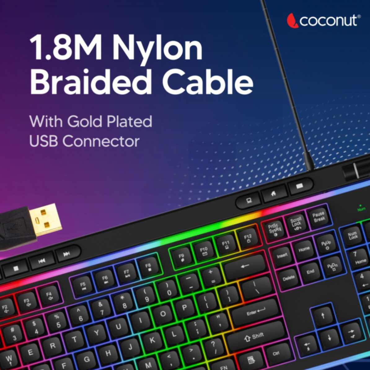 Force Gaming Keyboard and Mouse Combo, Rainbow Lights, Anti-Ghosting