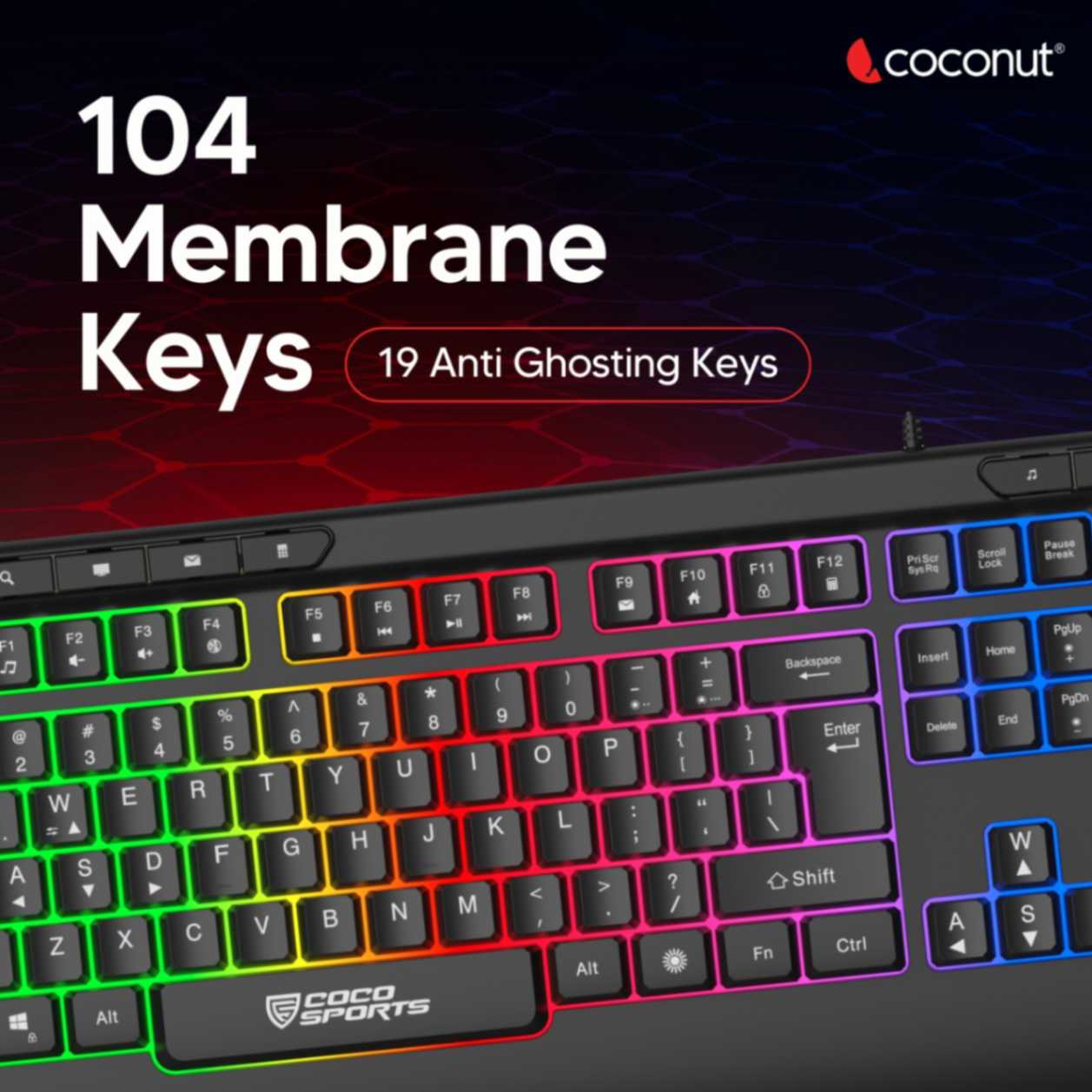 Fury Gaming Keyboard and Mouse Combo with Rainbow Backlighting