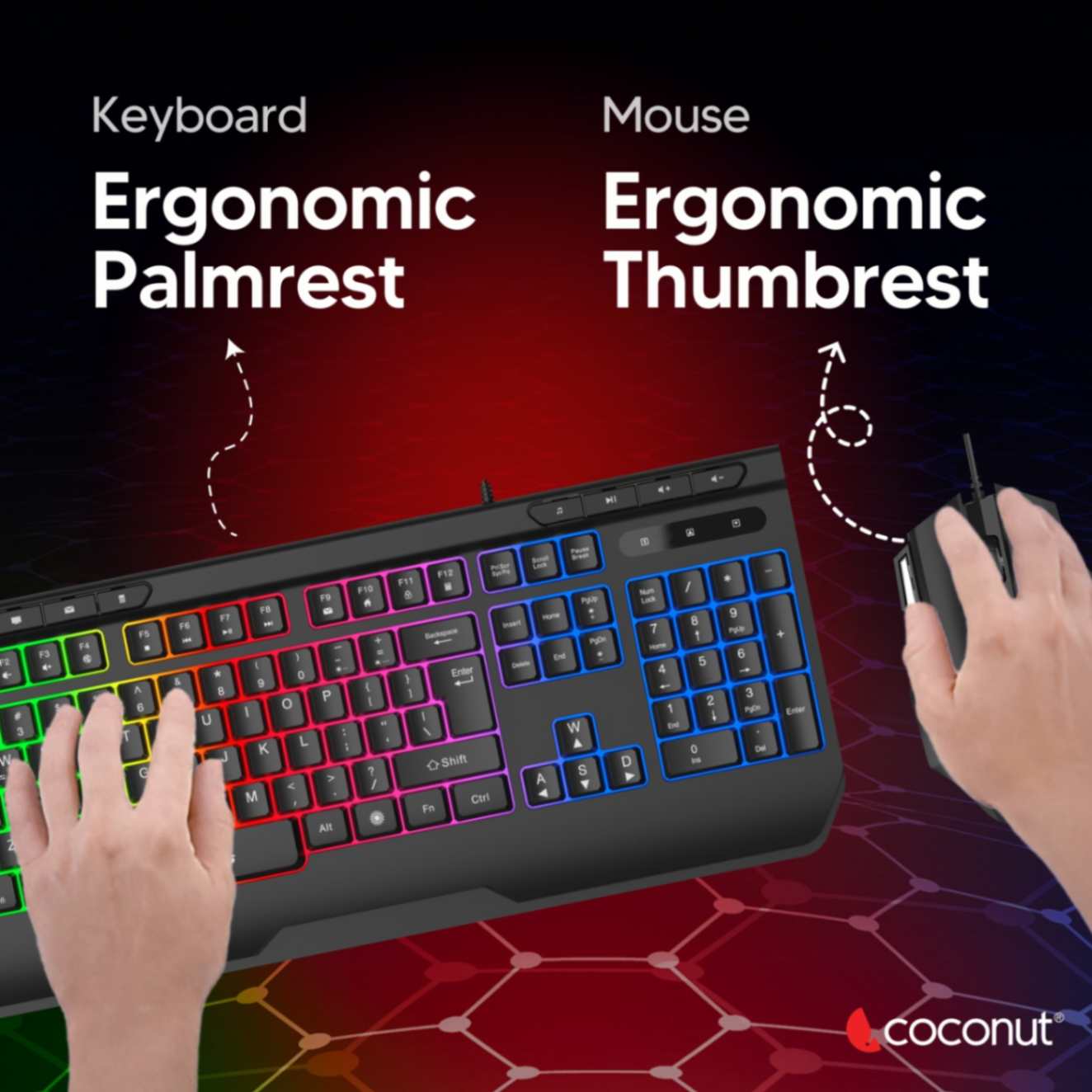 Fury Gaming Keyboard and Mouse Combo with Rainbow Backlighting