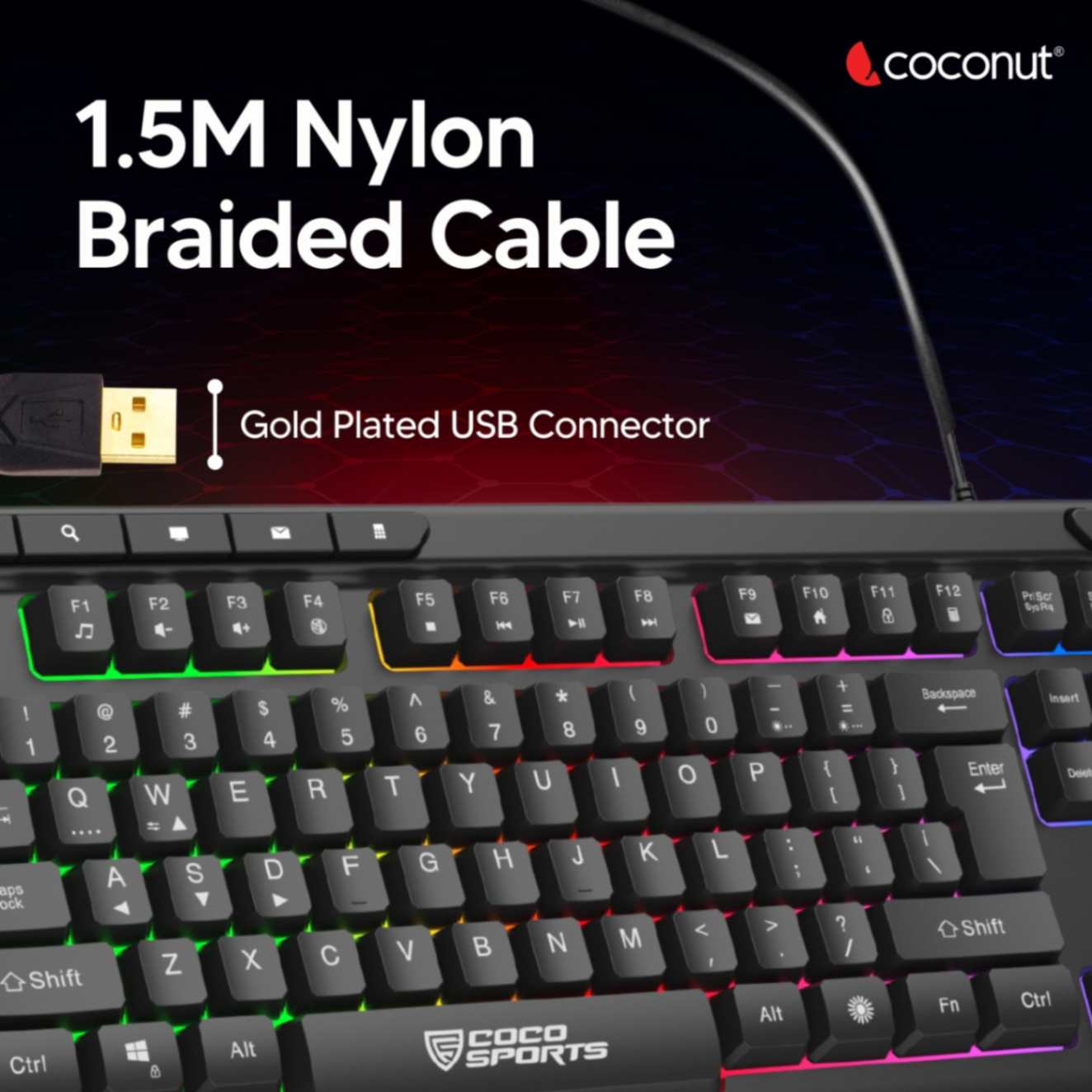 Fury Gaming Keyboard and Mouse Combo with Rainbow Backlighting