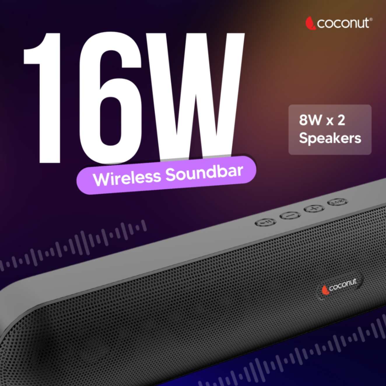 Stanza RGB 16W Wireless SoundBar with True RGB lights and Bluetooth 5.0