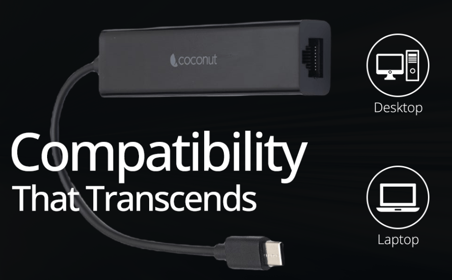 UL02 USB-C Hub with LAN Ethernet adapter and 3 USB 2.0 Ports