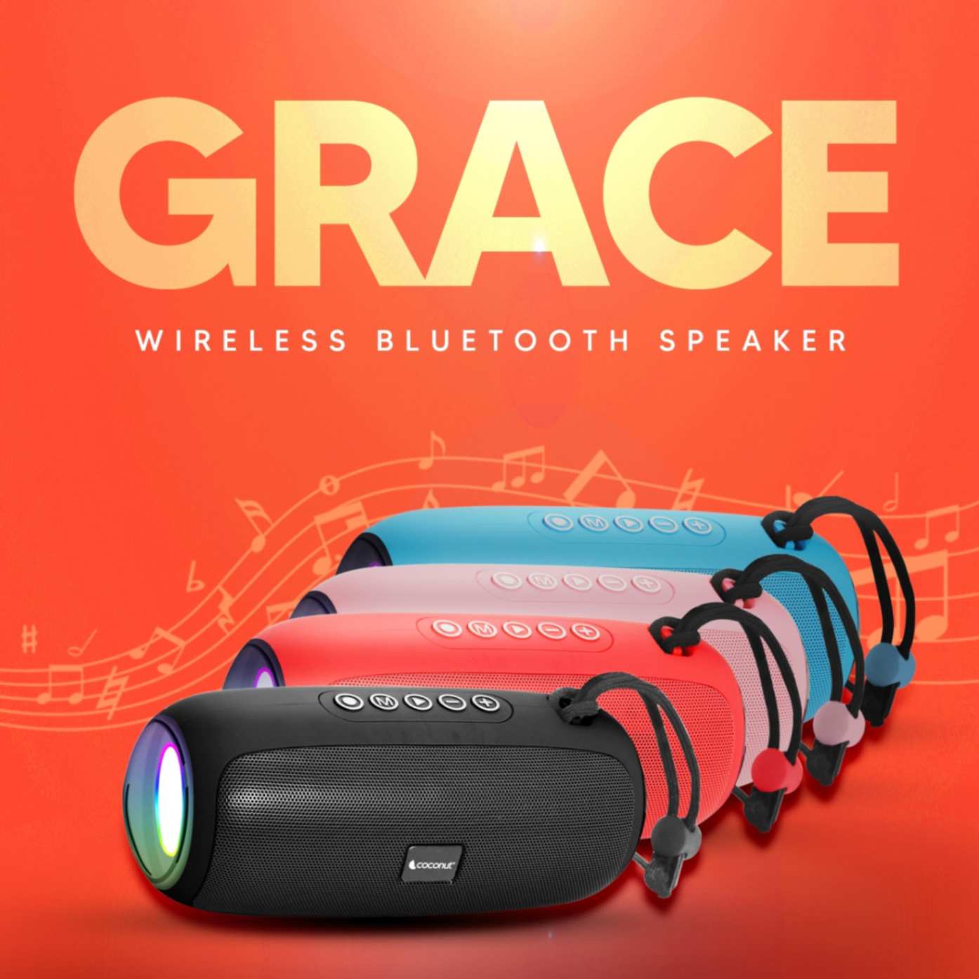 Grace 8W Bluetooth Speaker, RGB portable design, Bluetooth 5.1 tech