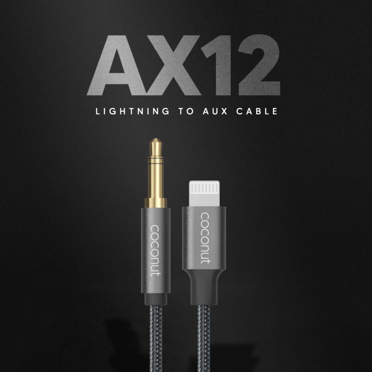 AX12 Lightning to 3.5mm AUX Audio 1M Cable,6 Months Warranty
