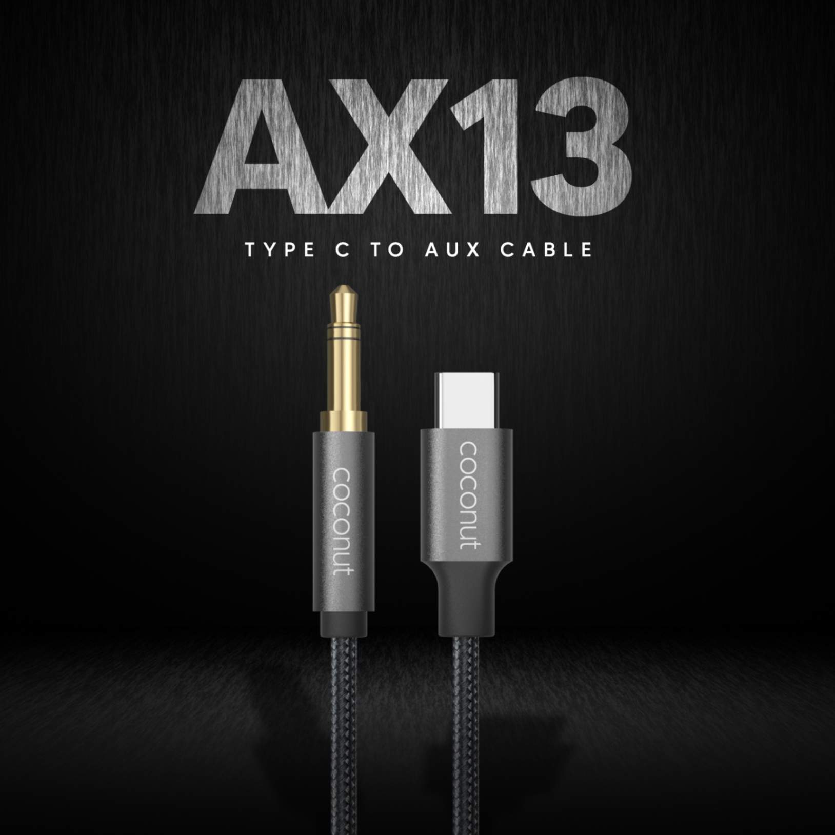 AX13 Type C to 3.5mm AUX Audio Cable, 1M length