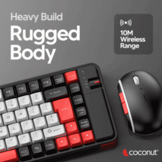 Pearl Rechargeable Wireless Combo: 84-key keyboard, 6D mouse, rugged design