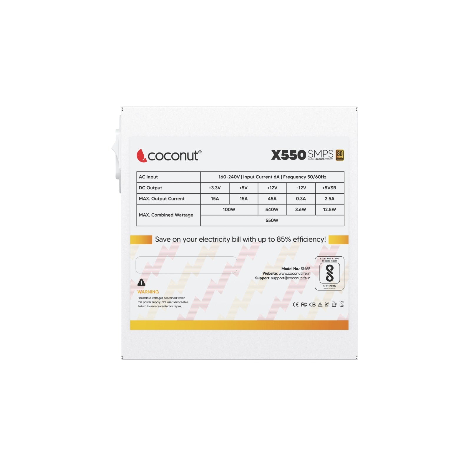 X550 550W 80 Plus Bronze SMPS Power Supply