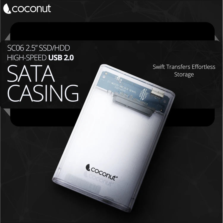 Transparent 2.5'' SATA SSD/HDD USB 2.0 casing for easy drive access