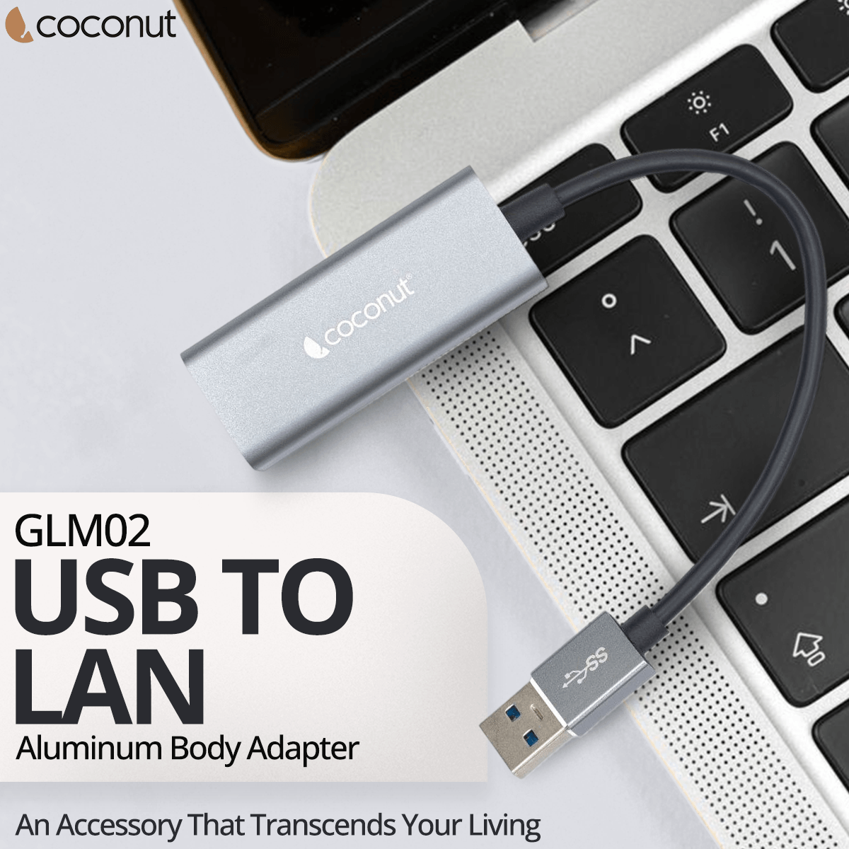 GLM01 USB to Gigabit LAN Adapter, Metal Body, RJ45, 1000Mbps