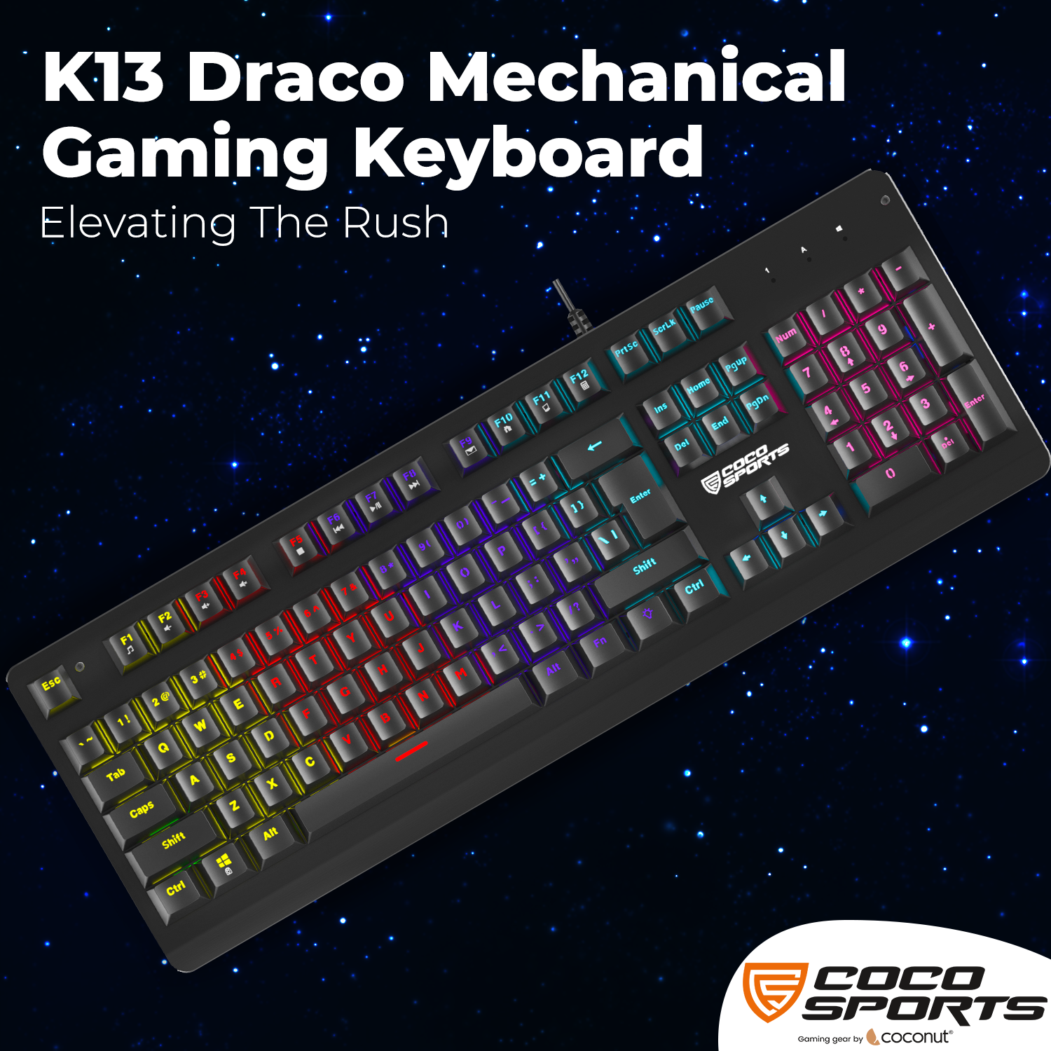 K13 Draco LED Mechanical Gaming Keyboard, 104 Blue Switches