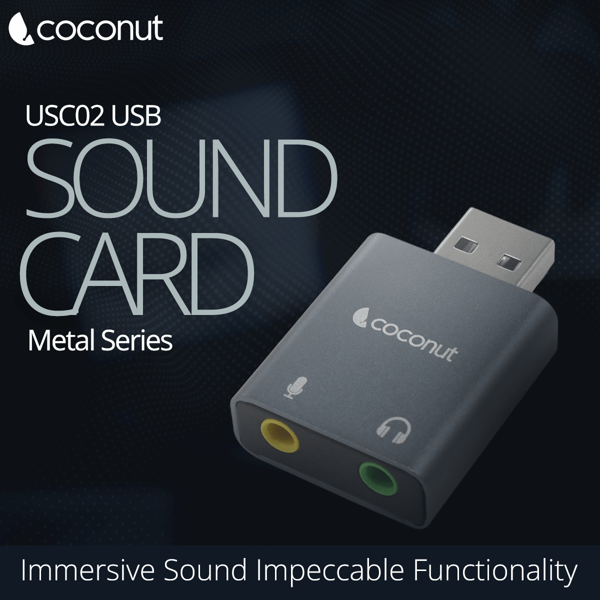 Computer Usb Sound Card USC02 USB External Sound Card, Aluminum Body