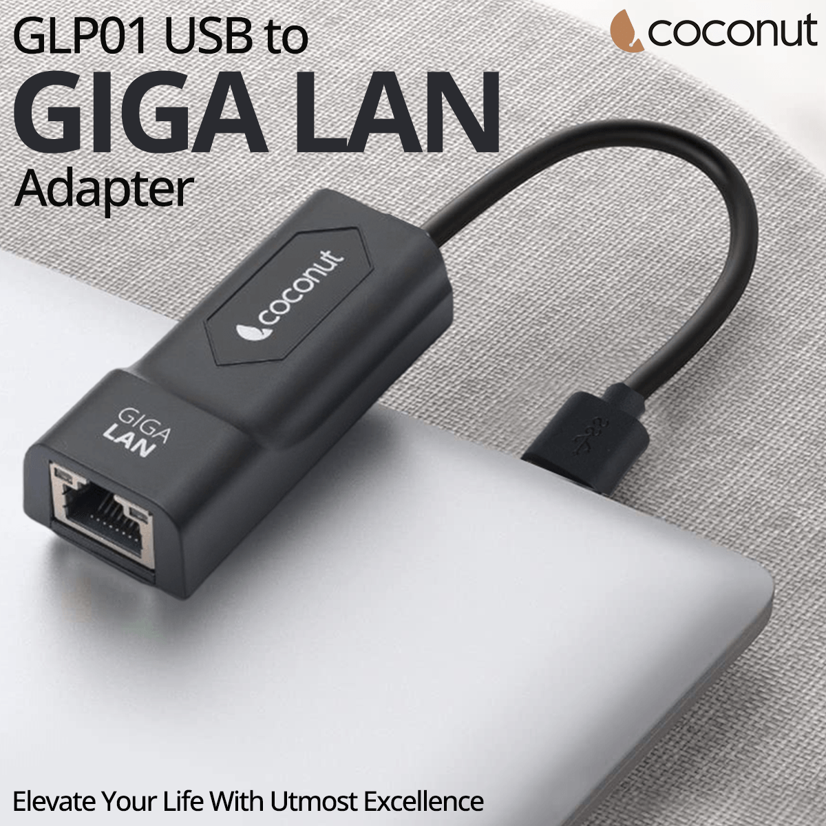 GLP01 USB to Gigabit LAN adapter, plastic body, RJ45, 1000Mbps