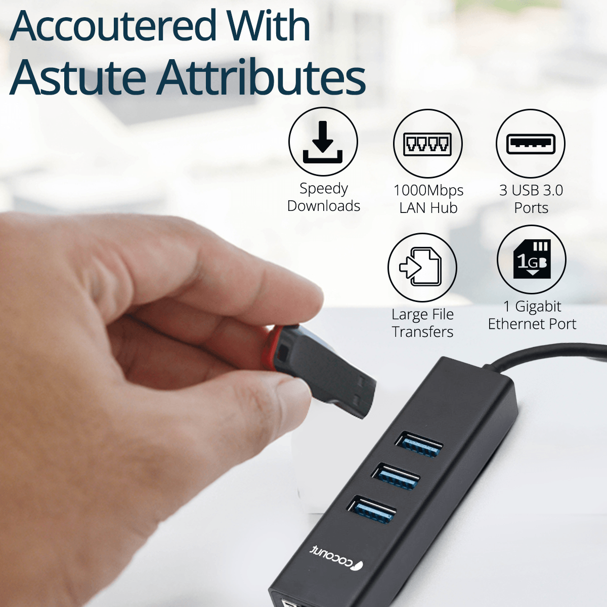 Type C to USB 3.1 Hub with Giga Lan for fast data transfer