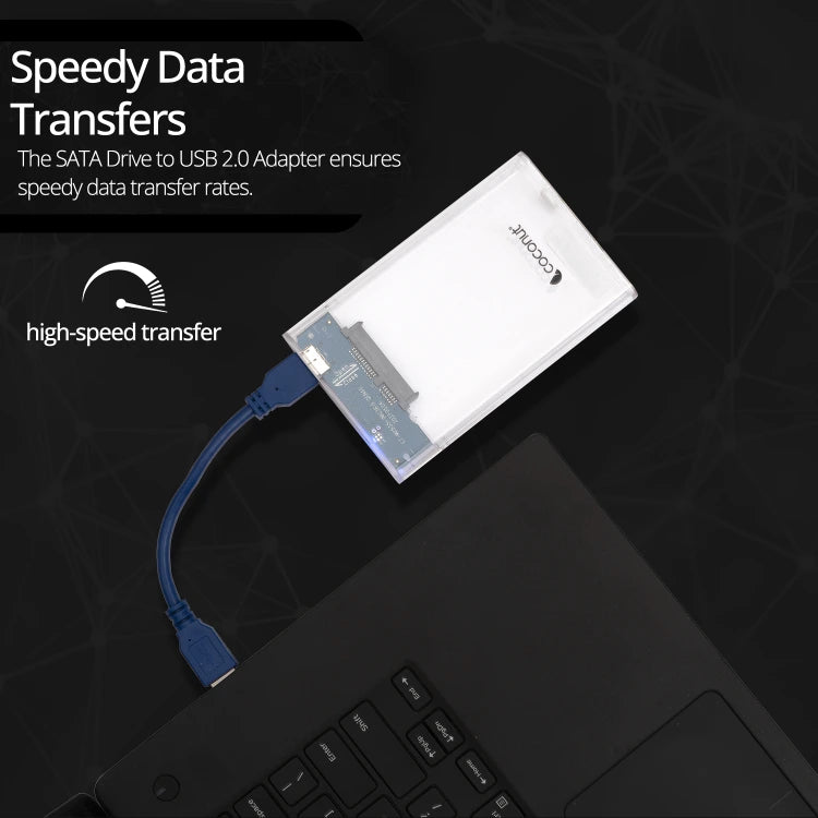 Transparent 2.5'' SATA SSD/HDD USB 2.0 casing for easy drive access
