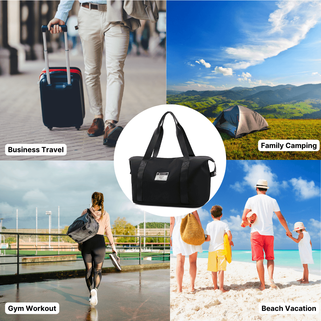 Bold expanding travel and gym bag with sleek design