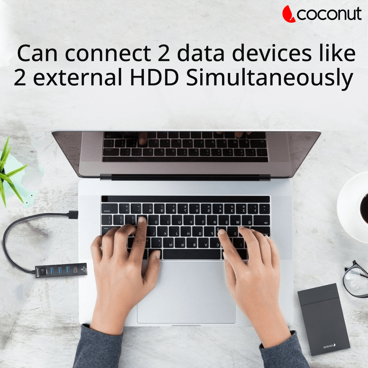 UH14 Jupiter 4 Port USB Hub + Type C Charger