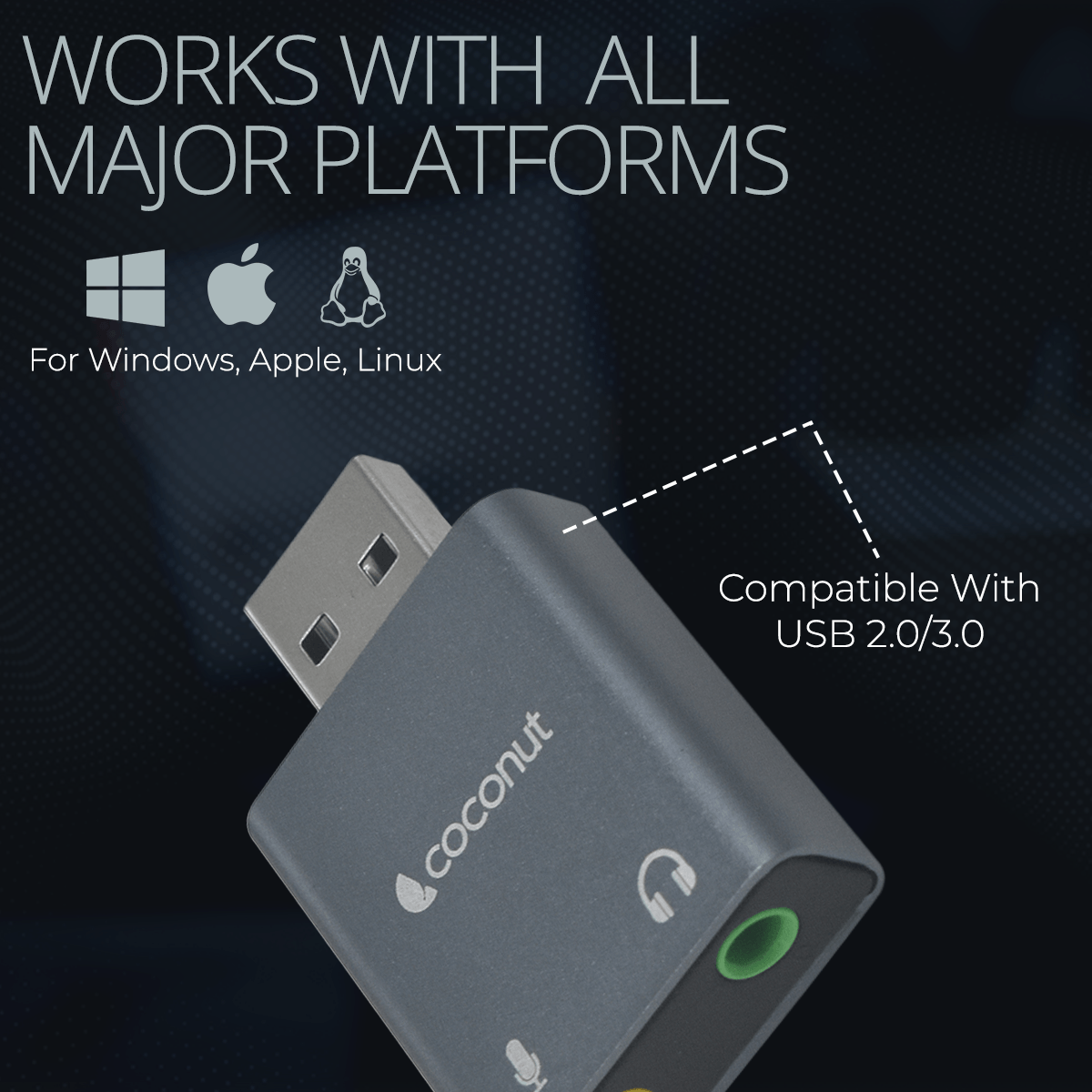 USC02 USB External Sound Card with durable aluminum body design