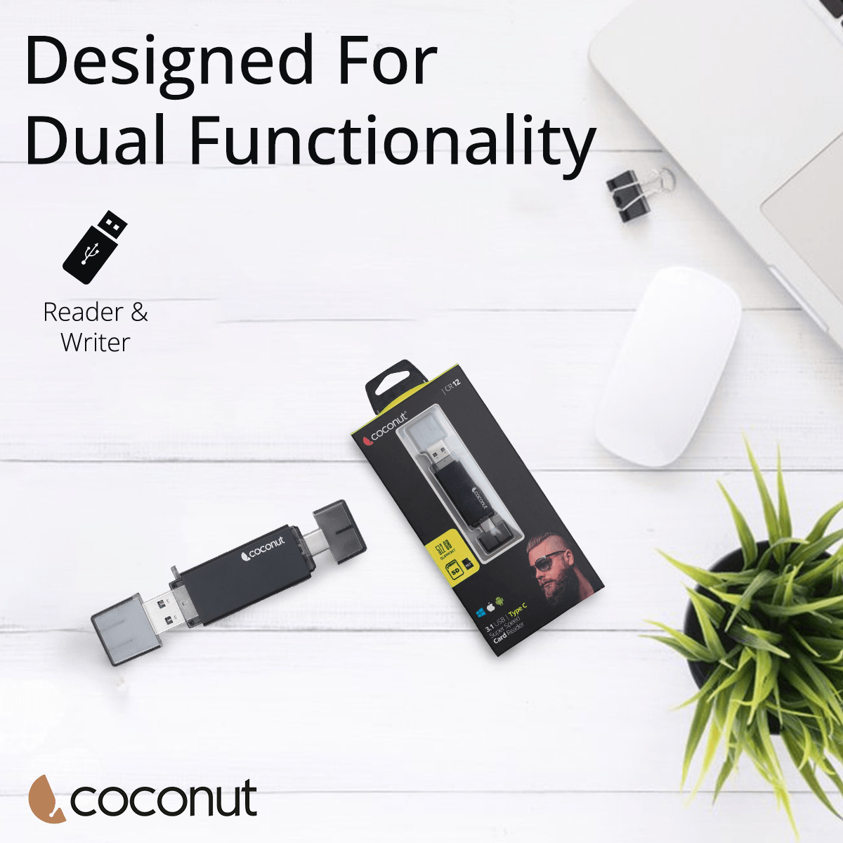 CR12 USB Type C 3.1 and USB A Card Reader