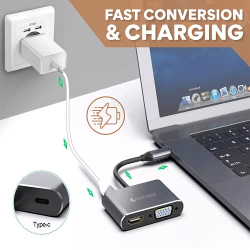 USB-C to 4-in-1 Hub with 4K HDMI, VGA, Type-C, and USB 3.0 ports