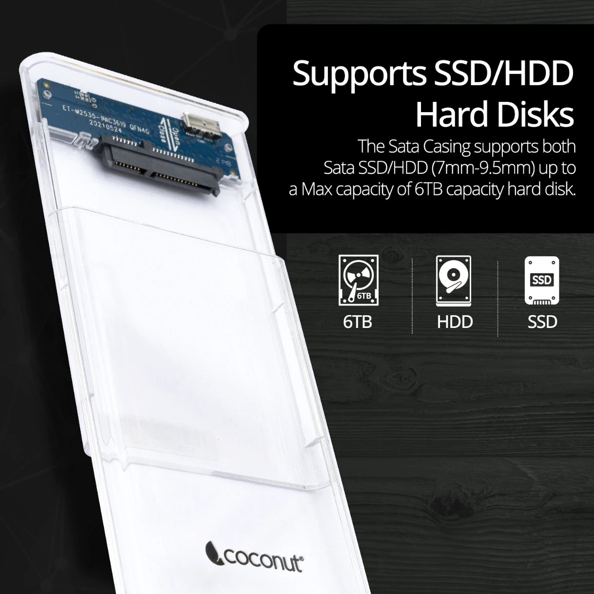 SC07 2.5" Inch SSD/HDD USB C 3.1 Transparent Sata Casing