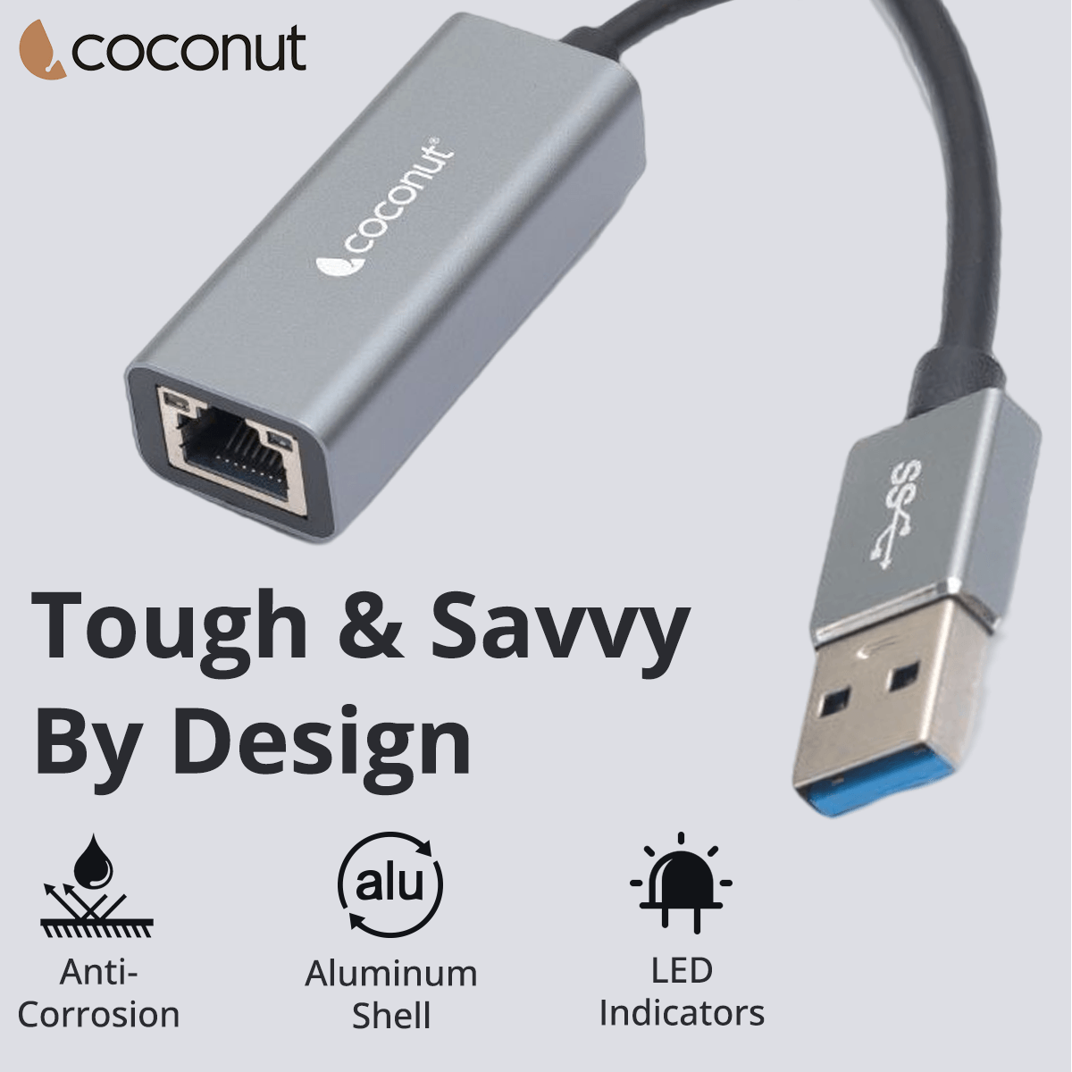 USB-C to Ethernet Adapter, 1000Mbps, Metal Body, Compact & Plug & Play