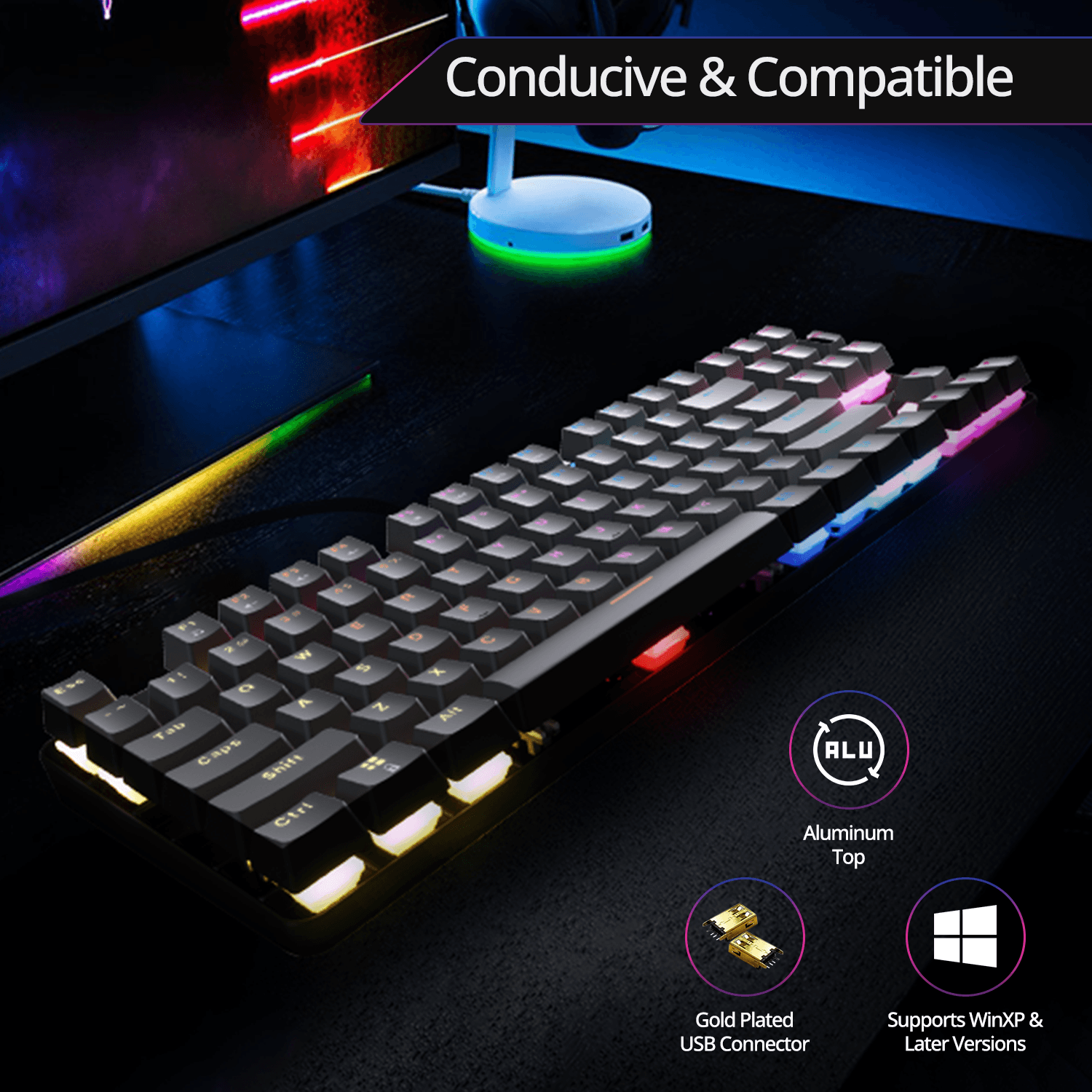 Keyobard R12 K12 Orion 2.0 TKL Mechanical Gaming Keyboard, True Red Outemu Switches