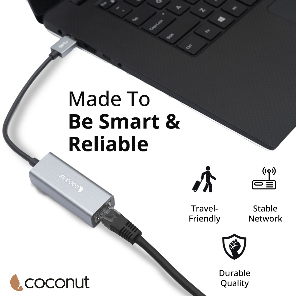 USB-C to Ethernet Adapter, 1000Mbps, Metal Body, Compact & Plug & Play