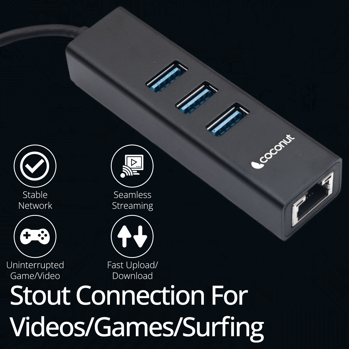 Type C to USB 3.1 Hub with Giga Lan for fast data transfer