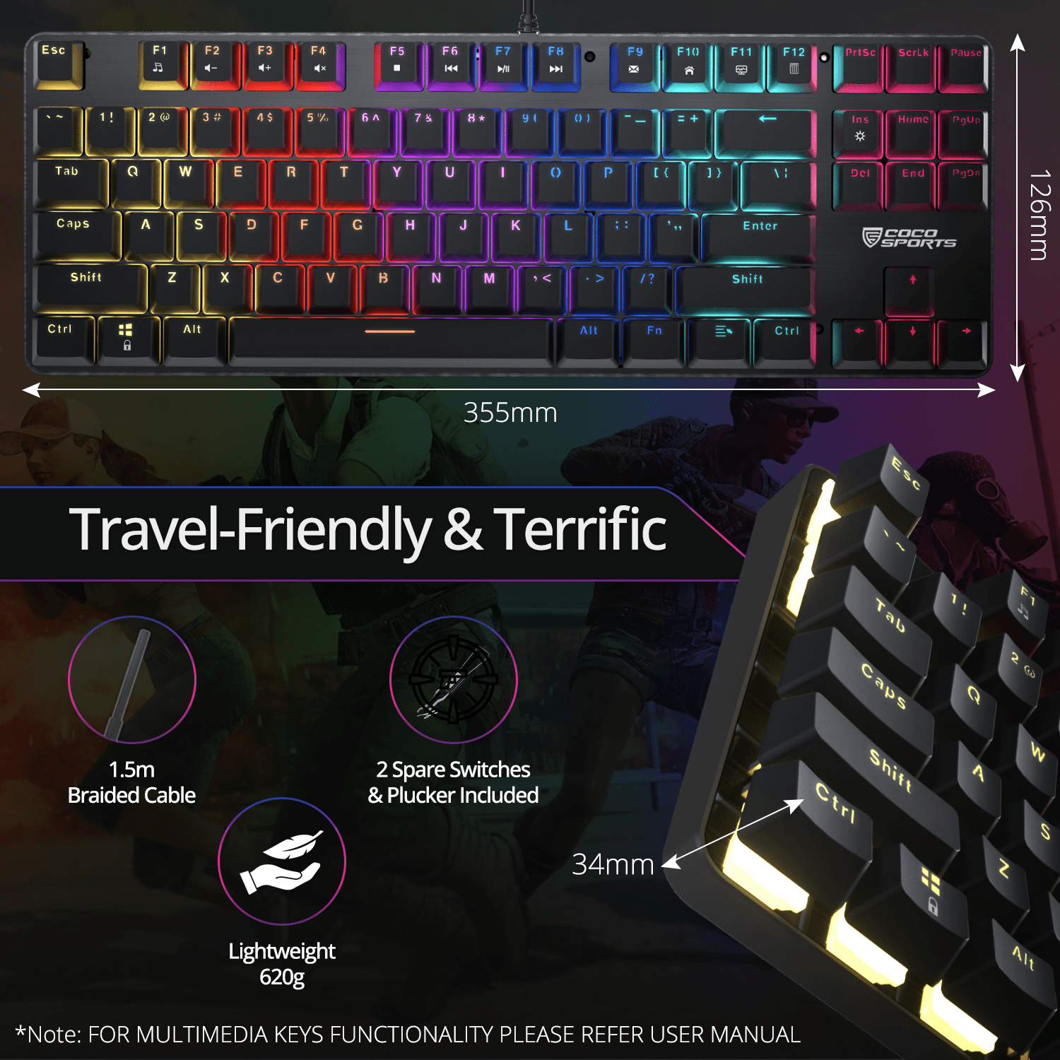 K12 Orion 2.0 TKL Mechanical Gaming Keyboard with True Red Outemu Switches
