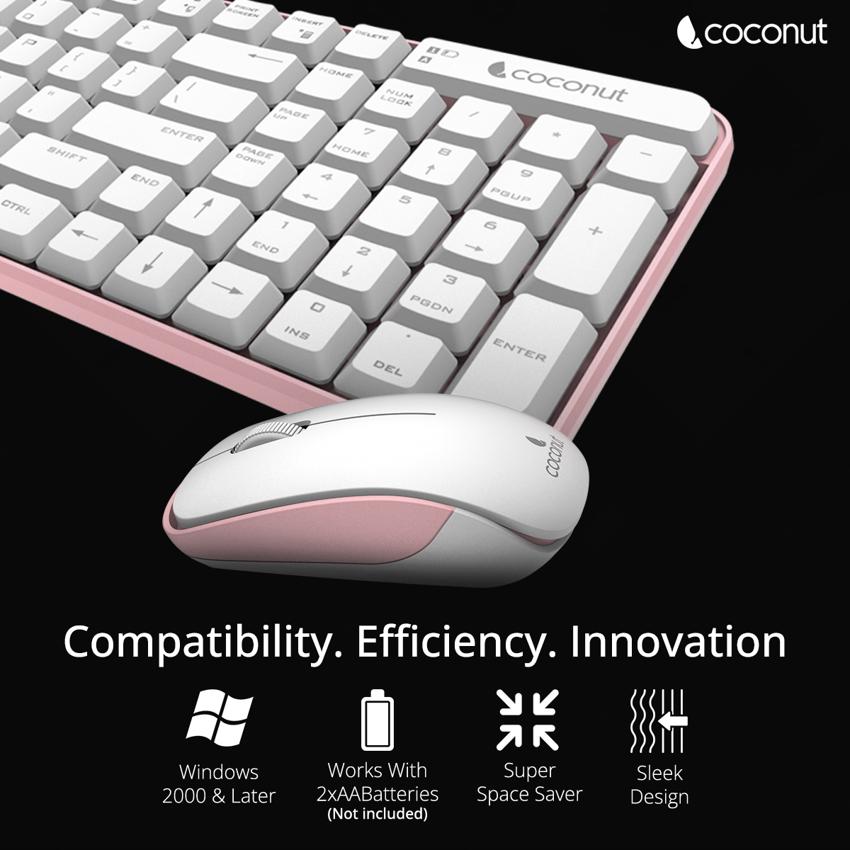 Desire 2.0 Wireless Compact Combo: sleek design, portable keyboard and mouse