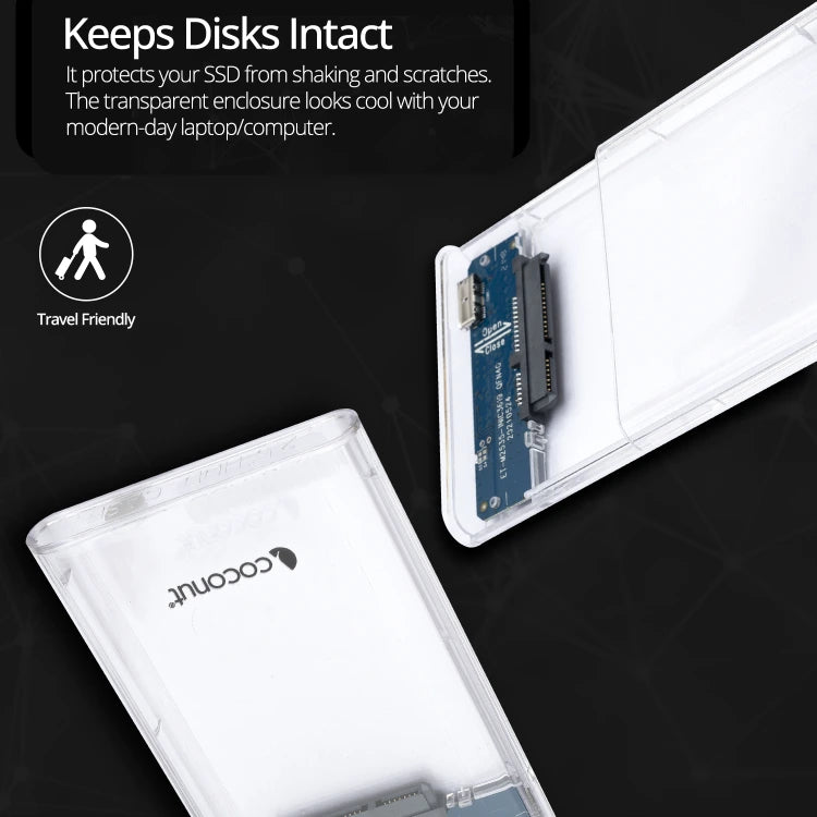 Transparent 2.5'' SATA SSD/HDD USB 2.0 casing for easy drive access