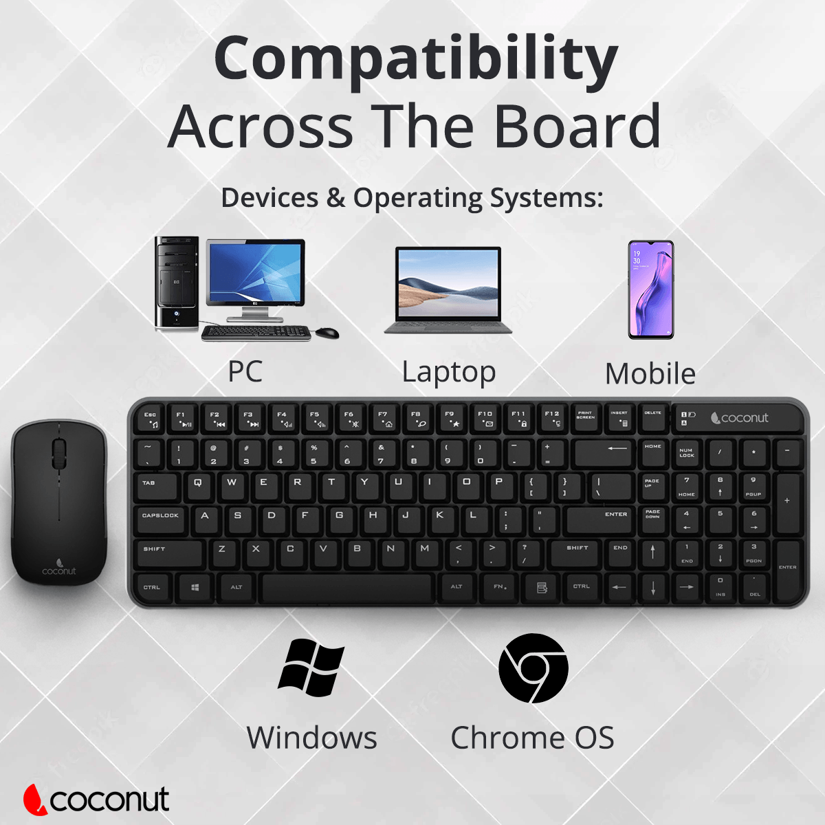 Desire 2.0 Wireless Compact Combo: sleek design, portable keyboard and mouse