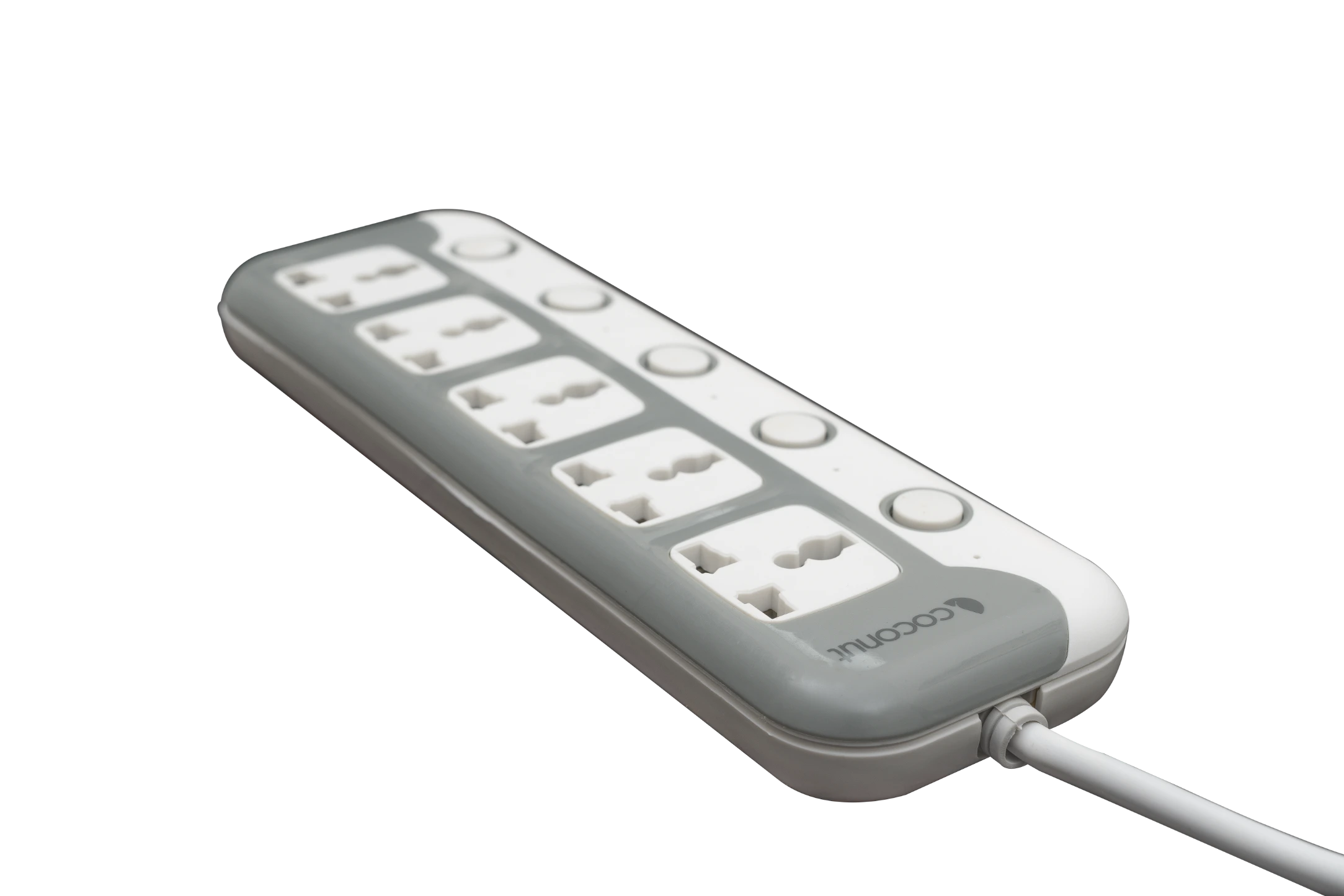 White multi 2 extension socket with dual power outlets and a sleek design