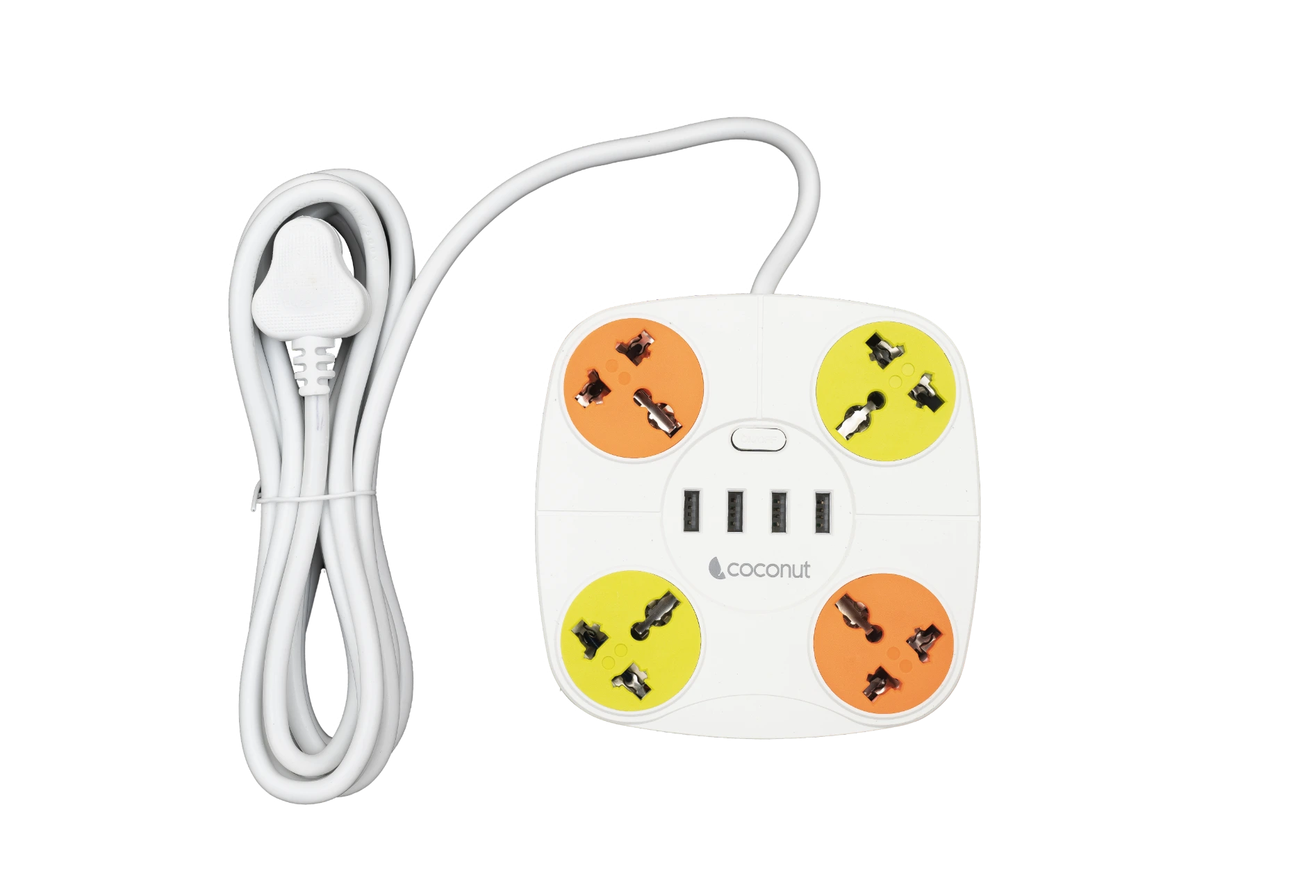 White multi 2 extension socket with dual power outlets and a sleek design