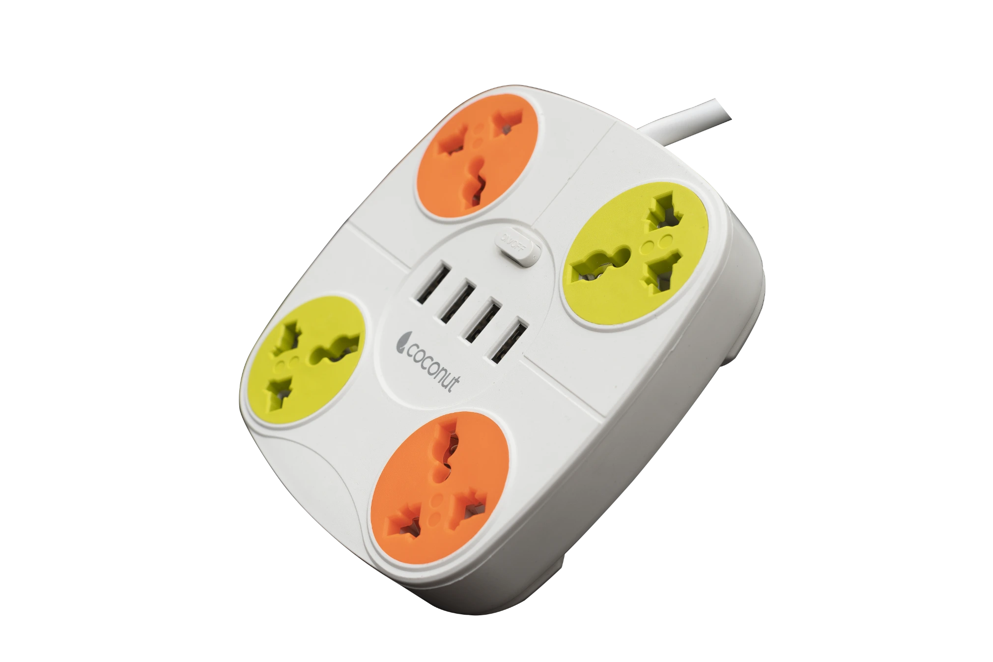 White multi 2 extension socket with dual power outlets and a sleek design