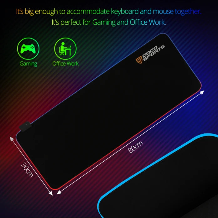 MP01 RGB Gaming Mouse Pad, Extended Size 80x30 cm with RGB Lighting