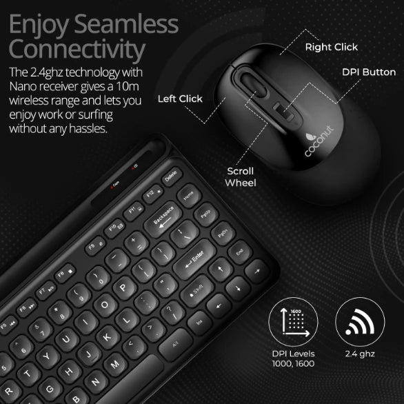 Quartz Wireless Keyboard and Mouse Combo with sleek design